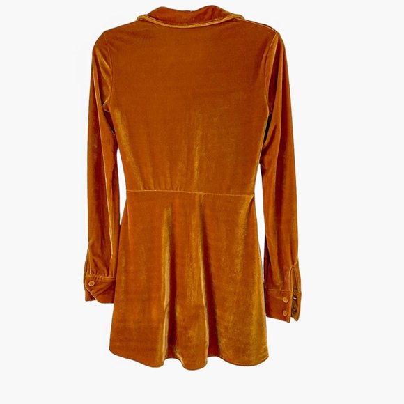 New Urban Outfitters Nellie Velvet Ruched Mini Dress Orange Size Small - Picture 6 of 15